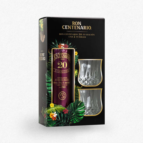 Centenario Fundacion 20YO Reserva Especial 40% 0,7L inkl. 2 Gläsern - Geschenkset