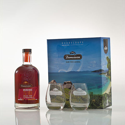 Damoiseau Rhum Vieux Carafe 5 Ans D'Age 42% 0,7L + 2 Gläser