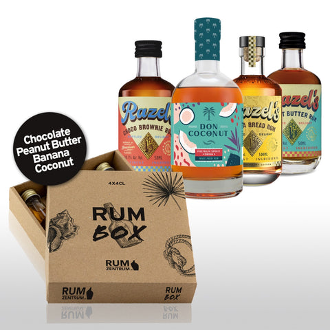 Rum TastingBox Special Coconut, Peanutbutter, Chocolate, Banana - 4x0,04L