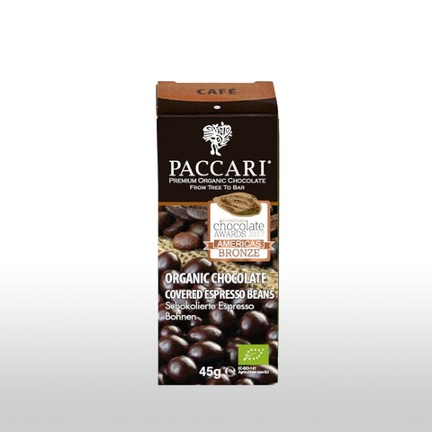 Bio-Schokolade - Paccari Schokolierte Kaffeebohnen 60% 45g